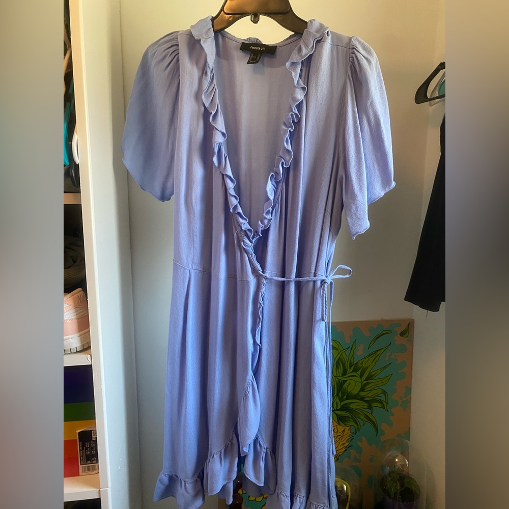 Light weight blue wrap dress